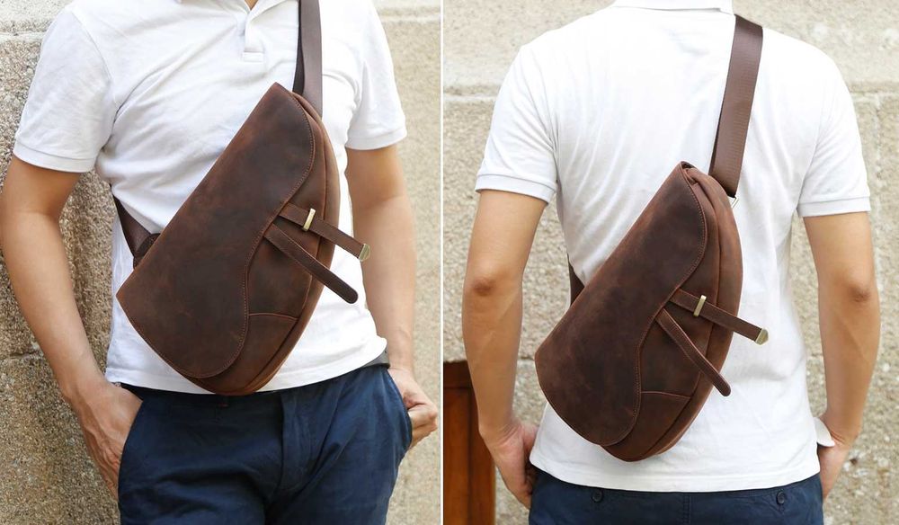 Чанта от естествена кожа (носене през гърди / рамо / кръст)