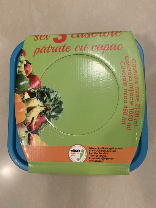 Vand set 3 cutii sticla termorezistenta cu capac
