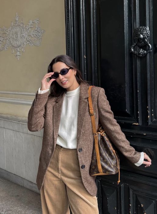 Коричневый блейзер Zara, S размер