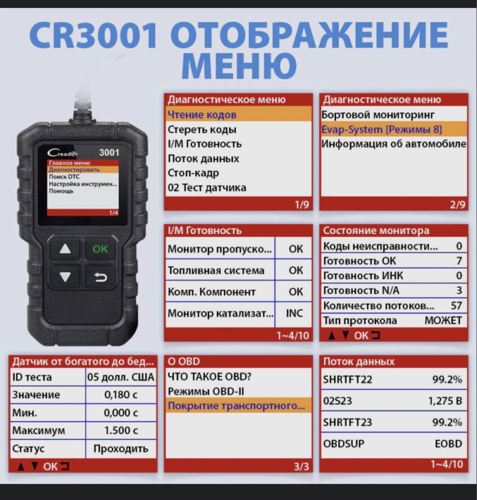 LAUNCH CR3001 автомобильный диагностический сканер: 380 000 сум .