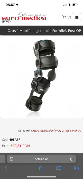 Orteza de genunchi cu atele pt imobilizare si reglaj unghi pt fracturi