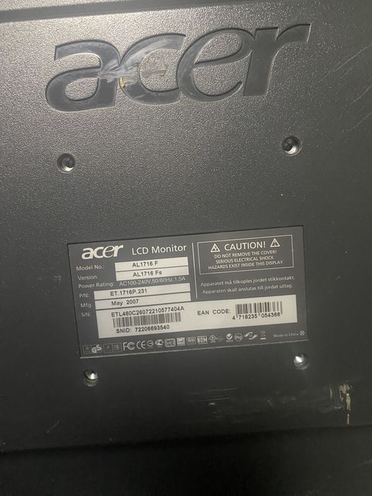 Монитор Acer LCD. 15