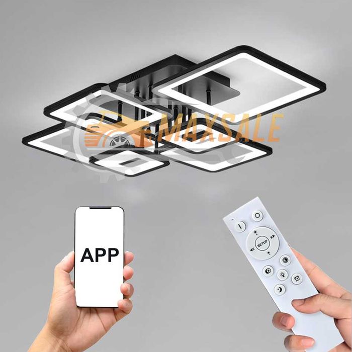 Абажур плафониера полилей 102W LED лампа дистанционно управление таван