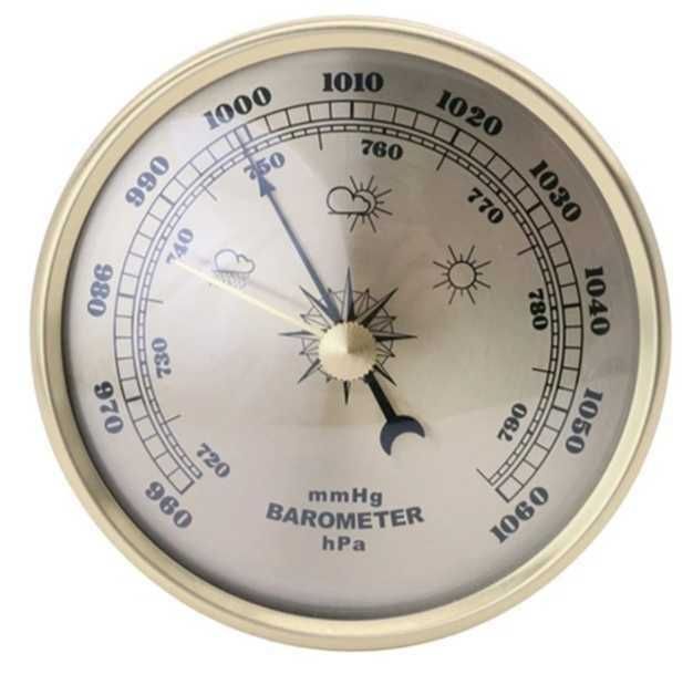БАРОМЕТЪР Ф 90 мм, сребрист циферблат с жълта или сребриста гривна