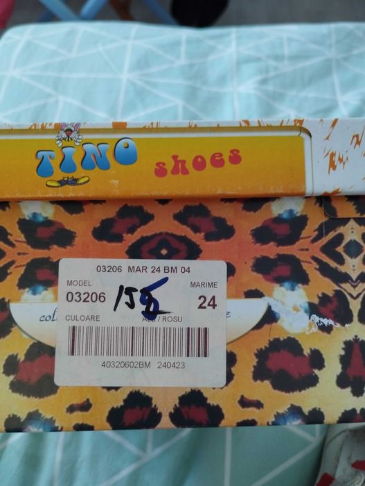 Sandale Tino fetițe, alb cu roșu, piele naturala, mărime 24