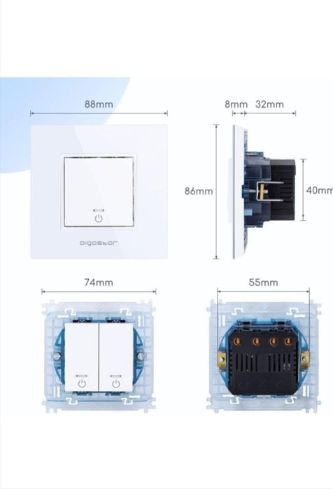 Întrerupătoare wifi cu rama din sticla