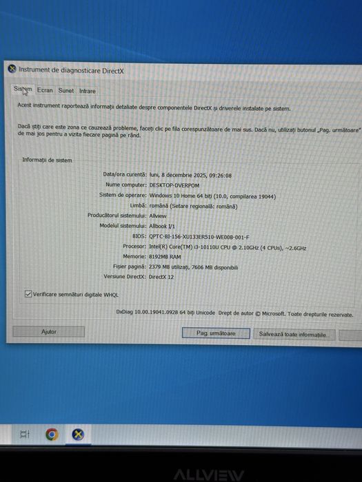 Laptop Allview i3 8GB RAM 256 GB Impecabil