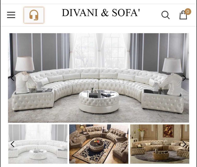 Coltar Pisa din PIELE alb perlat Divani & Sofa' din colecția Neoclasic