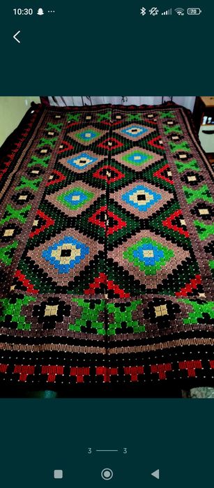 Covor/Lipideu ,țesut manual din lână naturală cu urzeală de bumbac