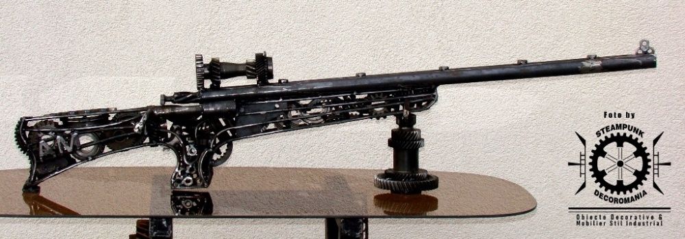 Sculptura fier ARMA DECORATIVA stil industrial,piese reciclate auto