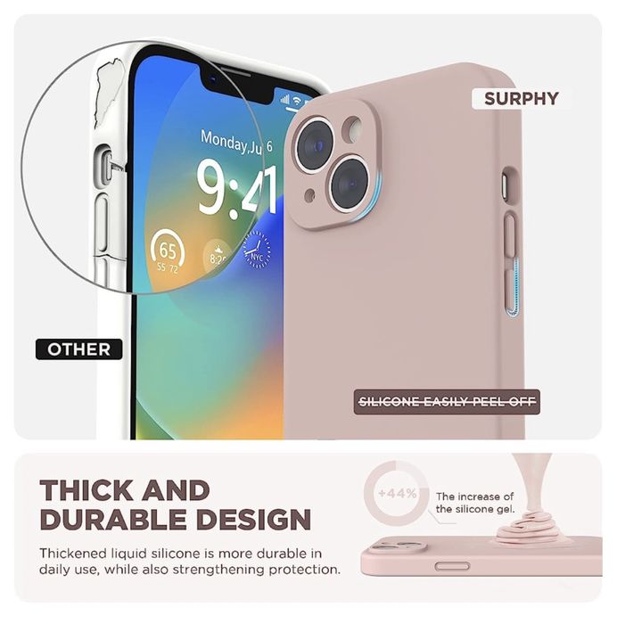 Liquid Silicone Phone Case for iPhone 14 Pro with Screen Protector