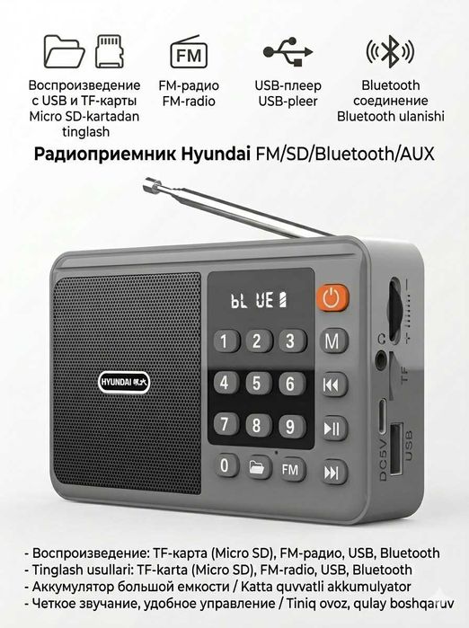 Радиоприемник радио колонка FM/AM с USB и Bluetooth и AUX доставка
