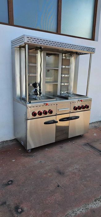 REDUCERE Aparat shaorma dublu gaz 4 arzatoare dulap- Transport Gratuit
