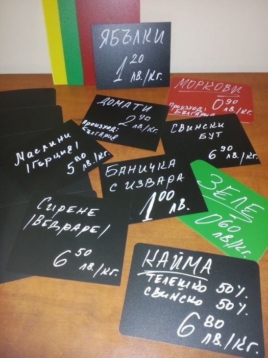 Табелки за цени с формат  А7 и крепежи за тях