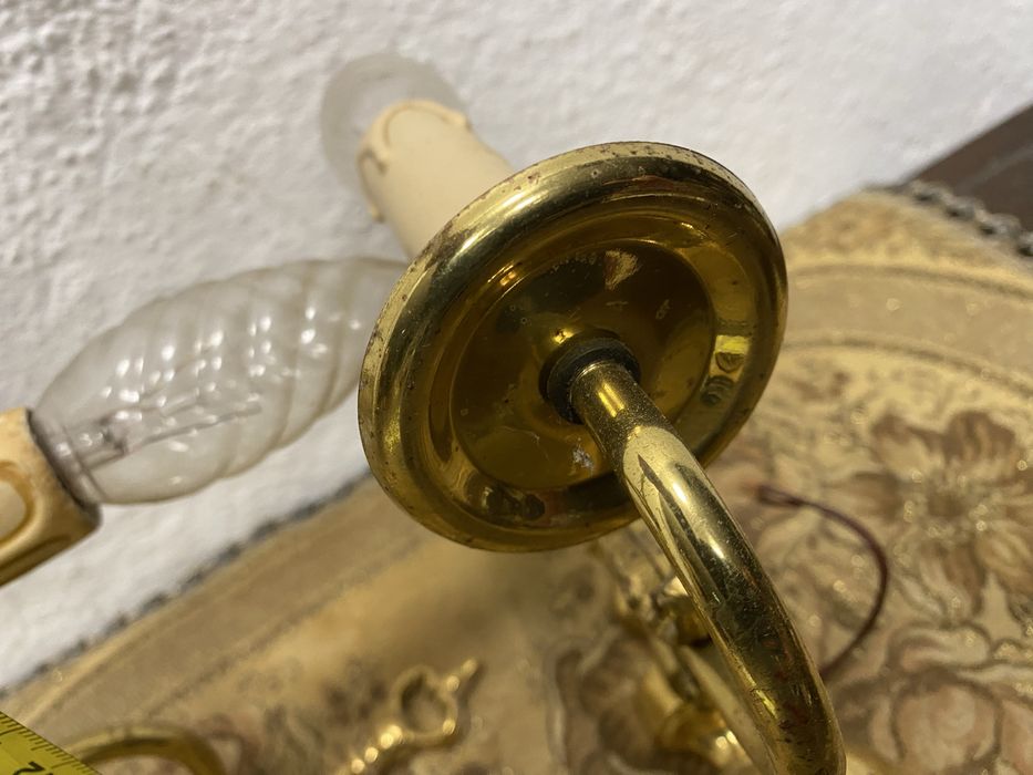 Чифт френски аплици от масивен месинг стенни лампи