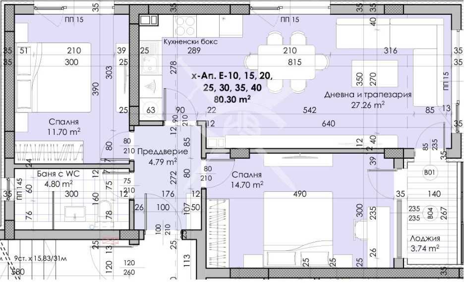 Тристаен апартамент Кючук Париж 65-3185