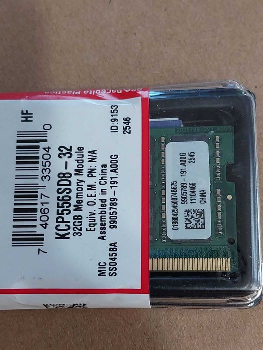 32GB 5600MT/s CL46 - KIngston (SO-DIMM - RAM за лаптоп) - НОВА!