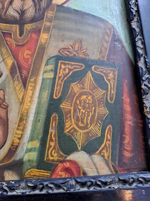 icoana veche pictura pe lemn Sfantul Nicolae