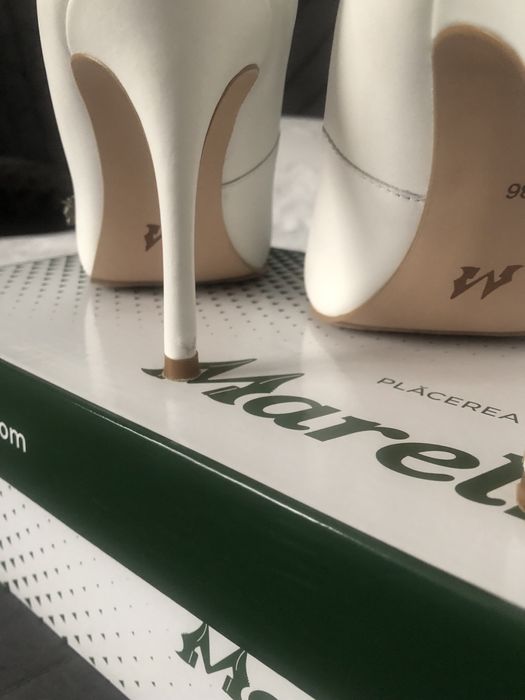 Pantofi albi, piele, Marelbo