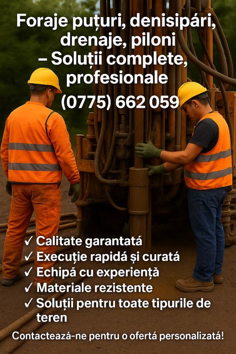 Foraje puțuri apă – Calitate, Experiență și Prețuri Corecte