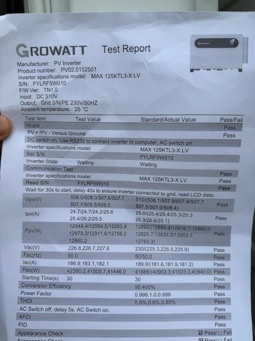 Мрежов трифазен инвертор  Growatt DC 100kw