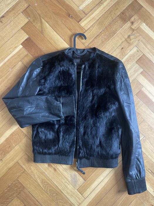 Jacheta de piele si blana naturala Mango marimea XS