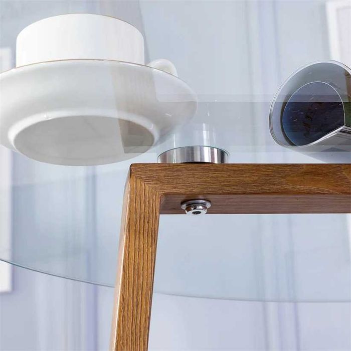 Кръгла стъклена трапезна маса с метални крака 80*80*75 см - Стъкло