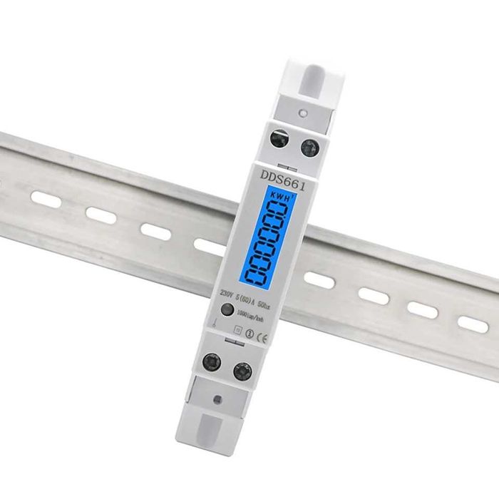 Контролен монофазен електромер за DIN шина 60A, 18mm