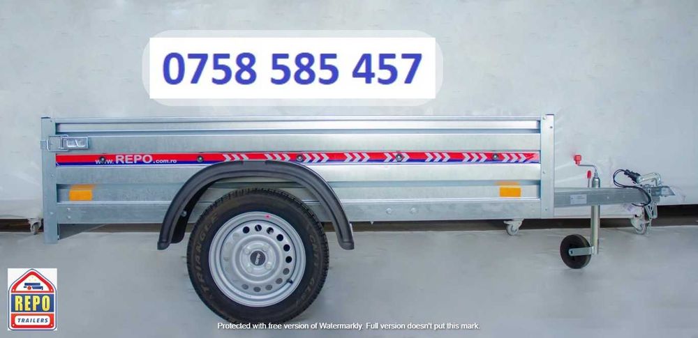 Remorca auto 750kg,REPO ROMANIA,CIV,roata manevra si nr rosu GRATUIT cu asigurare