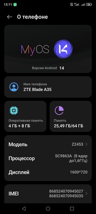 ЗТЕ а 35.телефон