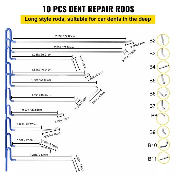 VEVOR PDR Комплект Лостове за ремонт на вдлъбнатини  - 20 части