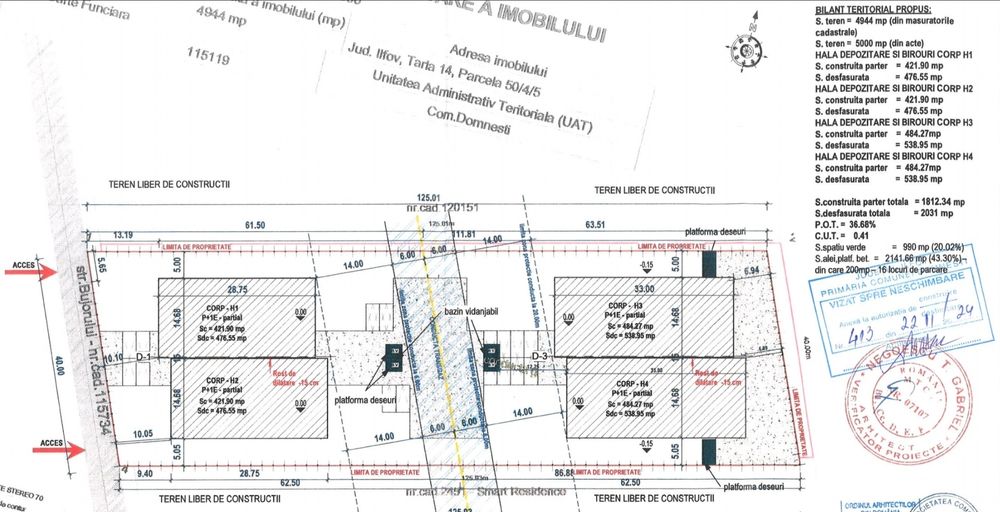 Vanzare Imobil teren 5000mp si 4 hale lipite cate doua