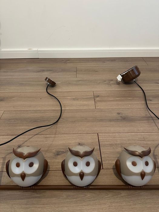 Set lustra și veioză copii - bufnițe