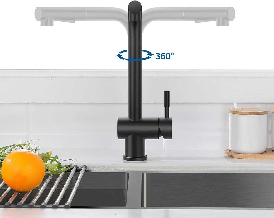 REDUS de la 425 RON, NOU* Baterie chiuveta cu Dus retractabil ,cu autopresiune (pt Presiune Mica), cartus ceramic ,BLACK