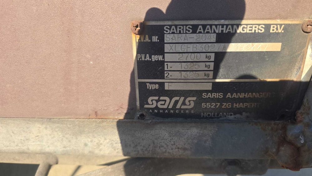 Remorcă SARIS 2700kg Dublă Axă, Prelată Înaltă – ACTE RO în curs (RAR programat)
