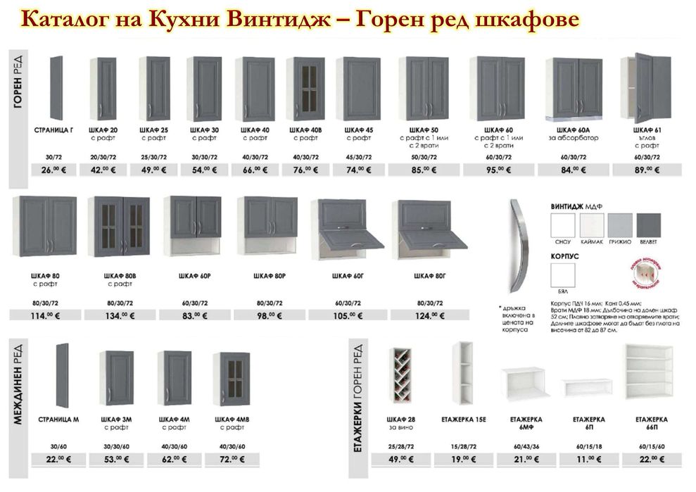 Кухня Винтидж Сноу 282 см от модулни шкафове с Безплатен Проект за Вас