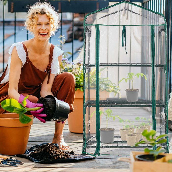 Домашна мини оранжерия за разсад и млади растения, 3 нива, 122x64x45см