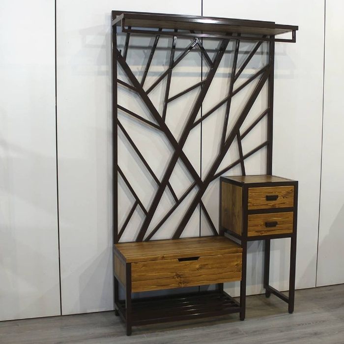 Прихожая металл и дерево стиль лофт Прихожая металл и дерево стиль лофт