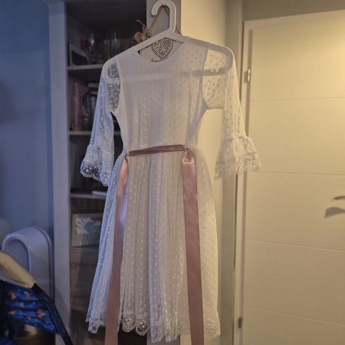 Rochie alba rosie superbe 9-10 Ani bolero paiete Dans