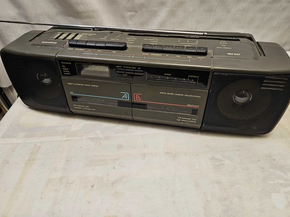 Radiocasetofon Dublu Vintage Siemens RM 921 Parțial Defect Partea CD Defect Tuner PLL Egalizator Grafic Boombox Retro Piese Colecție