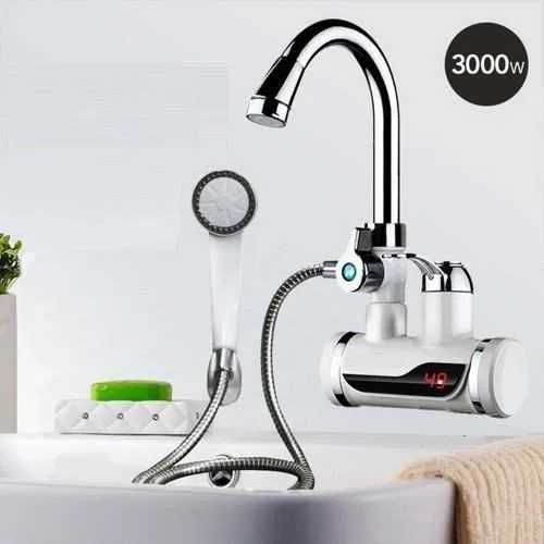 Проточен бойлер и смесител 3000W с дисплей,стоящ или стенен монтаж,душ