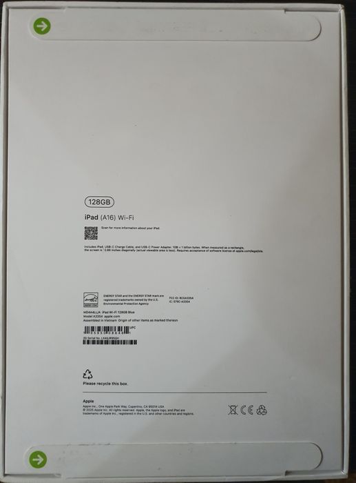 iPad (A16) Wi-Fi 128GB Blue yangi ishlatilmagan