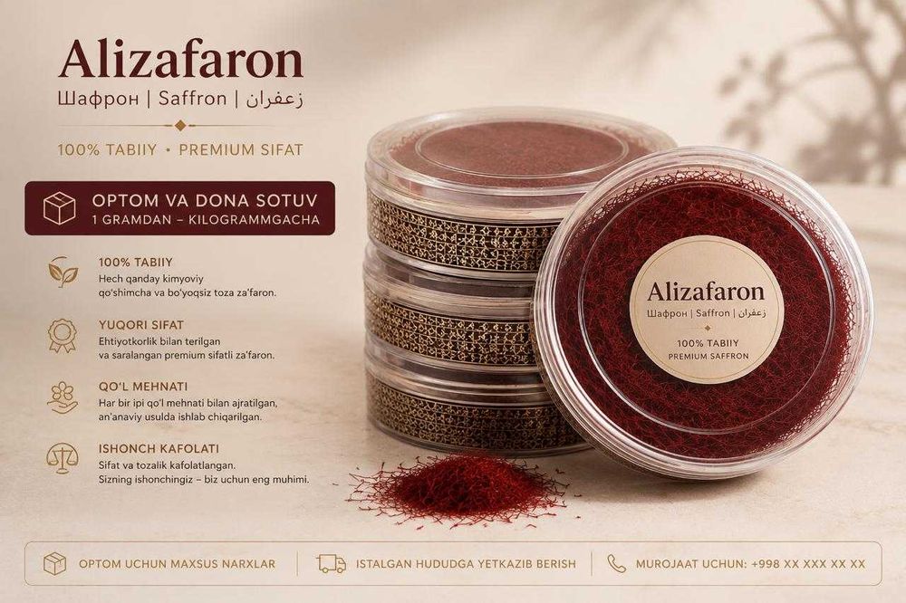 Zafaron saffron шафран Alizafaron | optom va dona 1 gr 120,000 so'm