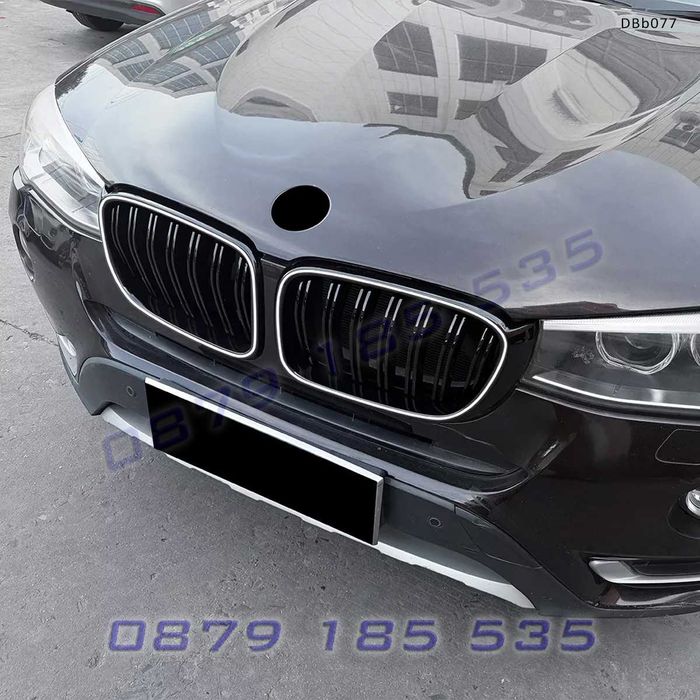 Двойни светещи LED бъбреци за BMW X3 F25 X4 F26 LCI 2014–2017 черен гланц DBb077 предни тунинг решетки с лед светлини бмв х3 х4