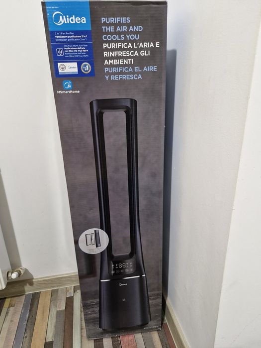 Ventilator turn cu purificare aer Midea AMS150-PBW, Smart WiFi