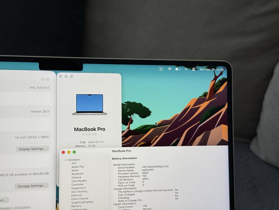 *1TB* Като Нов  Macbook Pro 14’ M1 Pro 2021/16GB Ram/1TB SSD