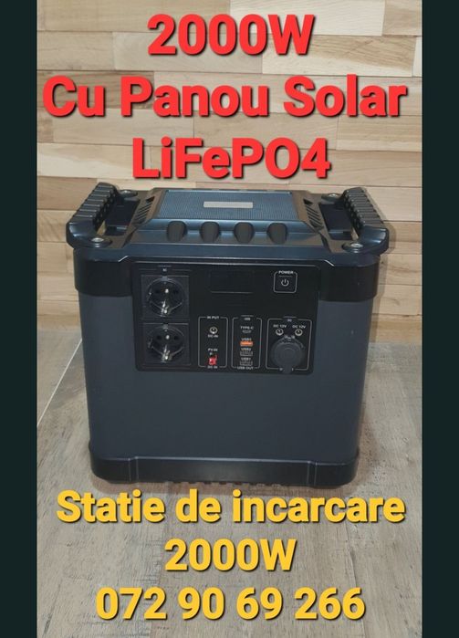 Kit fotovoltaic 2000W  baterie portabila si panou solar 200w