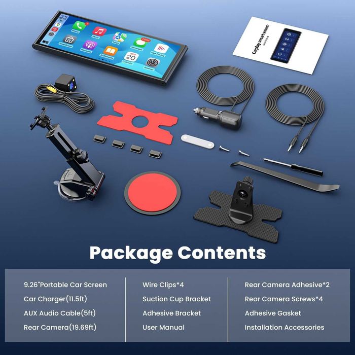 Navigatie portabila 9.26 inch Carplay/Android Auto wireless