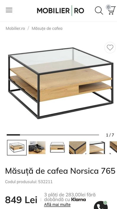 Măsuta de cafea /sufragerie/living din MDF și metal