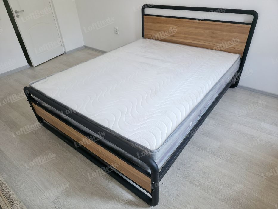 Кровать в стиле hi-tech, Двуспальная кровать, temir krovat, matras tel